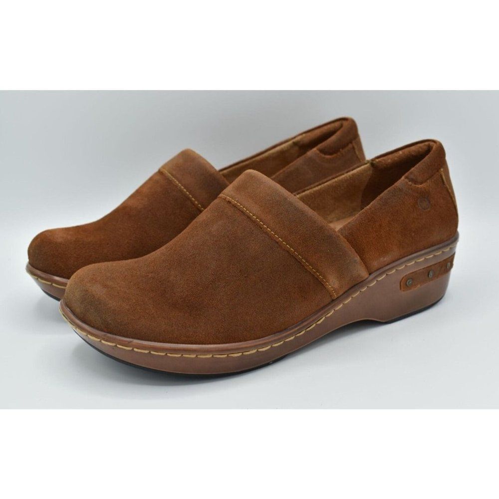 Born Womens Size 10‎ Bailie Suede Brown Glazed Ginger Closed Back Clogs Shoes